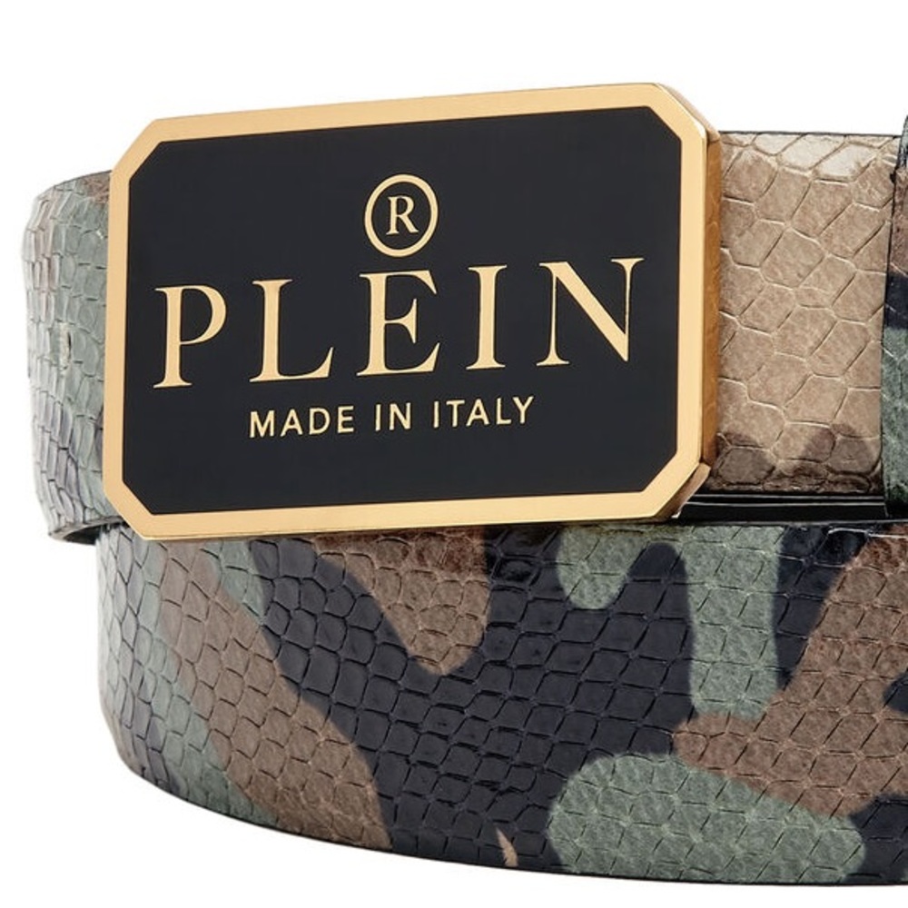Philipp Plein leather snake camo print belt